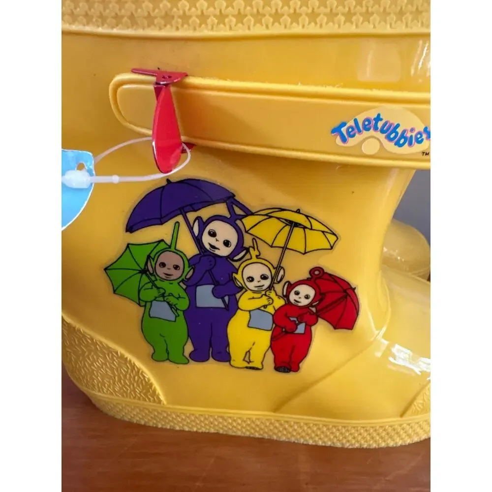 NOS Teletubbies Yellow Rain Boots Rubbers  Size 11/12 Vintage 90s